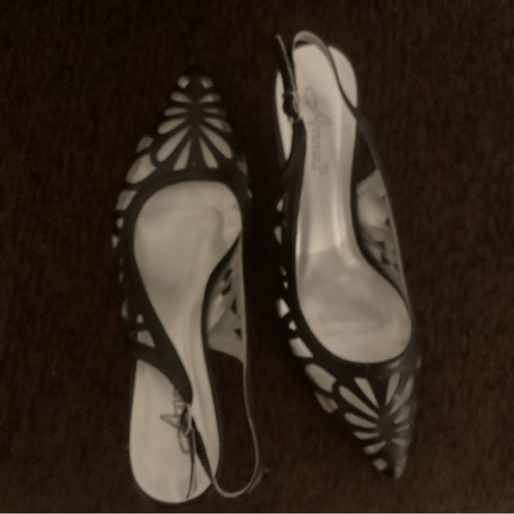 Annie Black and White Flats with Intricate Cut-Out Design